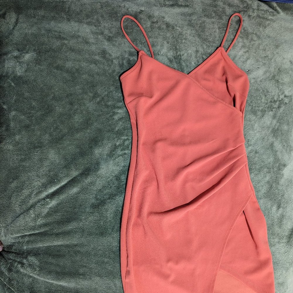 Sunset Orange Bodycon Wrap Dress